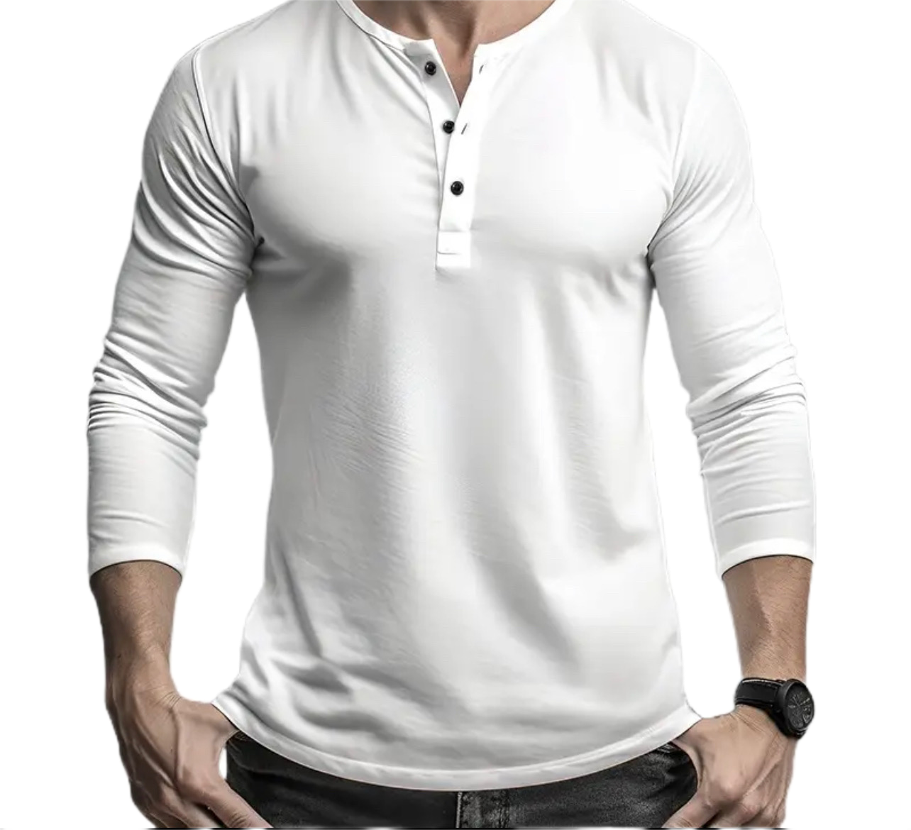 Mens Long Sleeve Henley T-shirt