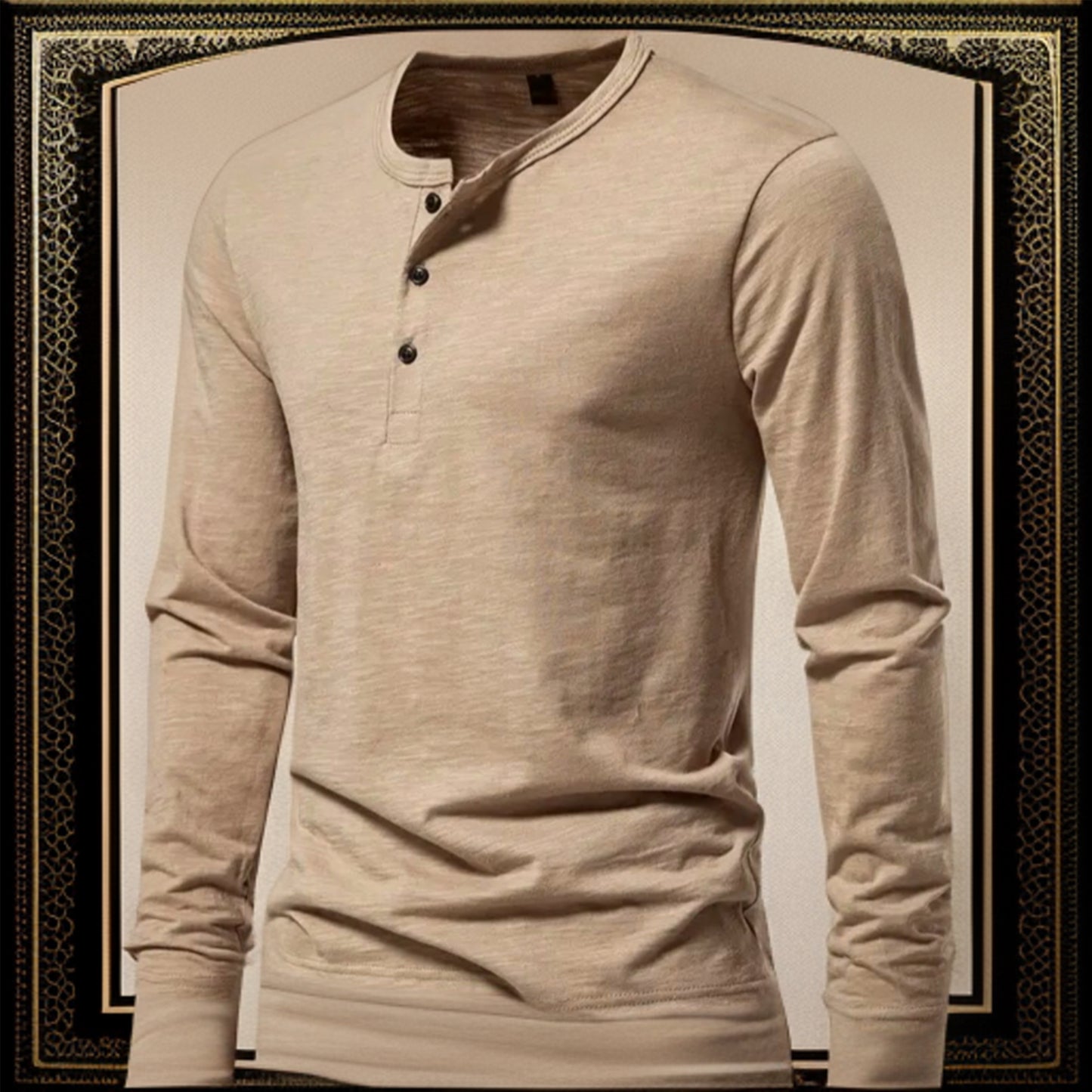 Mens Long Sleeve Henley T-shirt