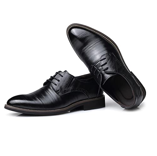 Men's Gradient Toe Dress Shoes Oxford Shoes Formal Pointed Lace Up Casual Business Suit Tuxedo Shoes for Men Black