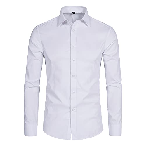 DELCARINO Men's Long Sleeve Slim Fit Button Up Dress Shirt