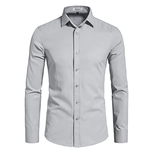 DELCARINO Men's Long Sleeve Slim Fit Button Up Dress Shirt