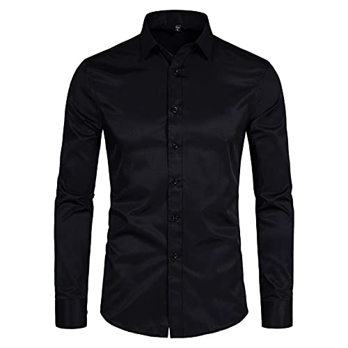 DELCARINO Men's Long Sleeve Slim Fit Button Up Dress Shirt