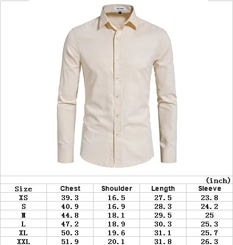 DELCARINO Men's Long Sleeve Slim Fit Button Up Dress Shirt