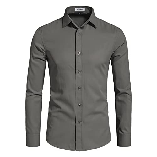 DELCARINO Men's Long Sleeve Slim Fit Button Up Dress Shirt