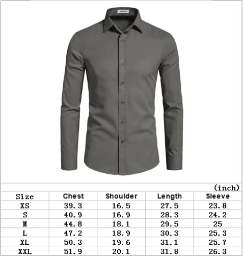 DELCARINO Men's Long Sleeve Slim Fit Button Up Dress Shirt