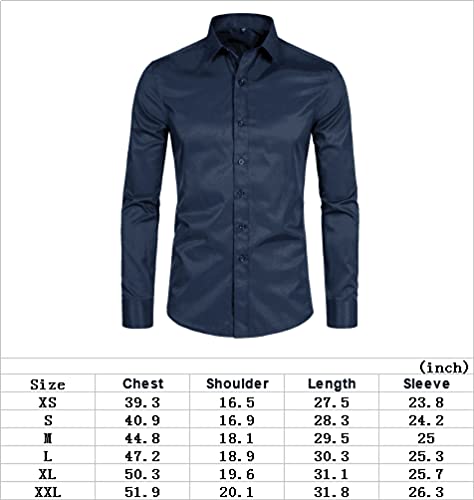 DELCARINO Men's Long Sleeve Slim Fit Button Up Dress Shirt