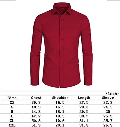 DELCARINO Men's Long Sleeve Slim Fit Button Up Dress Shirt