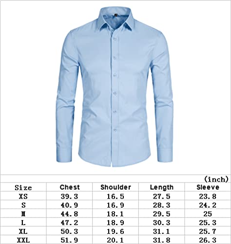 DELCARINO Men's Long Sleeve Slim Fit Button Up Dress Shirt