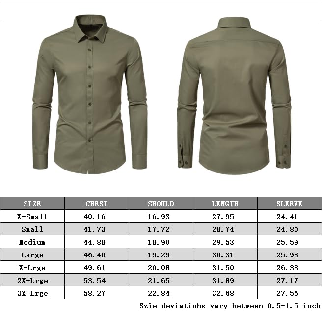 DELCARINO Men's Long Sleeve Slim Fit Button Up Dress Shirt