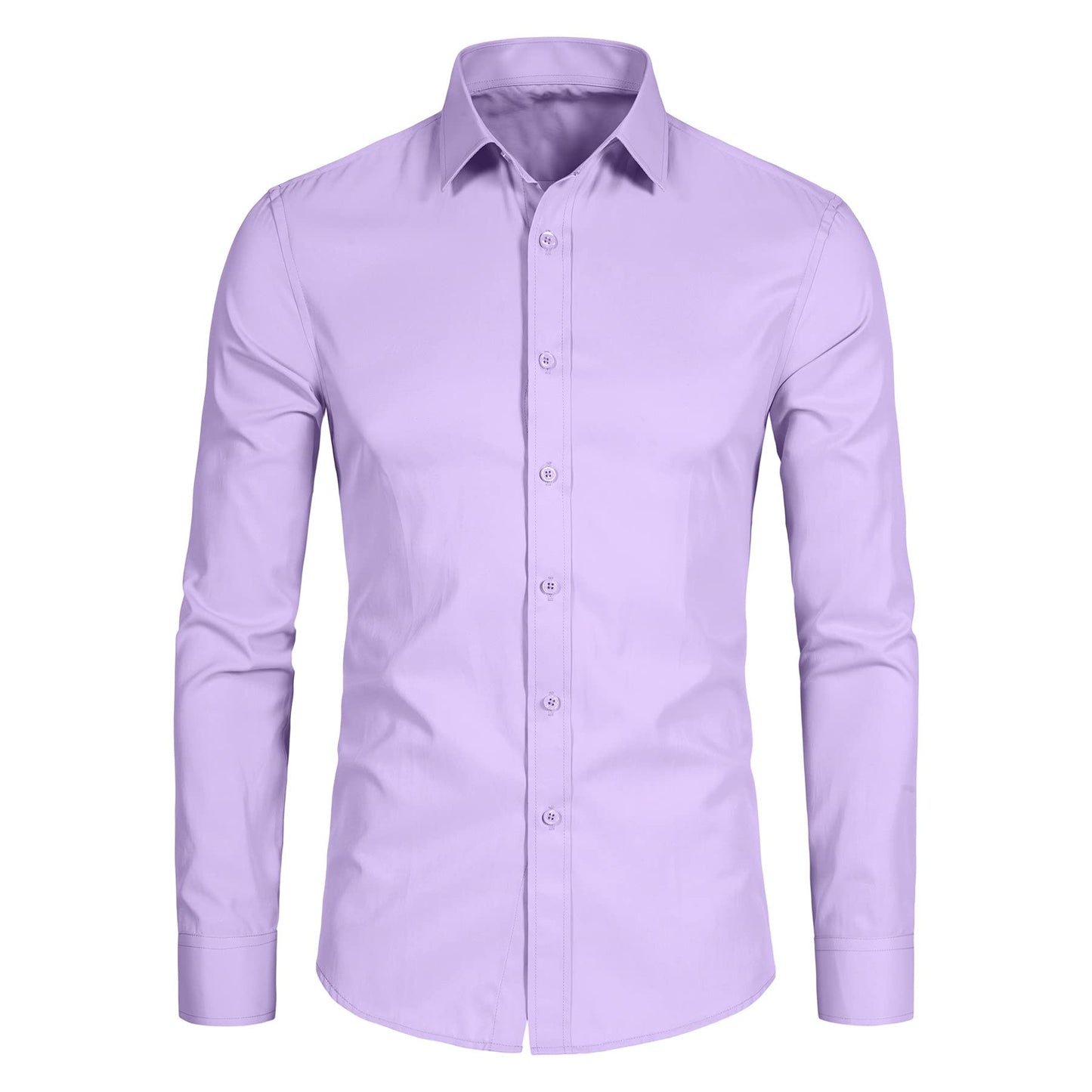 DELCARINO Men's Long Sleeve Slim Fit Button Up Dress Shirt